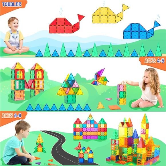 Magnetic Tiles Beginner Set Toys for Girls Boys Toddler Toys - Picture 4 of 7